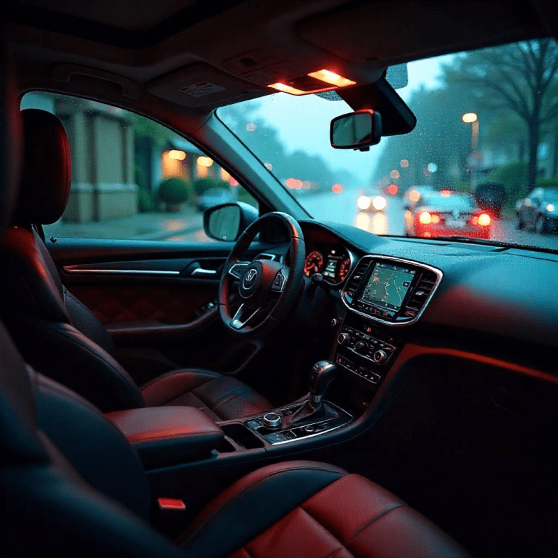 Automobilio salonas su įrengta garso izoliacija, užtikrinančia tylų ir komfortišką vairavimą.